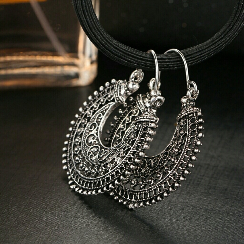 💋RETRO BOHEME HALF MOON DANGLE EARRINGS!!! - Picture 2 of 5